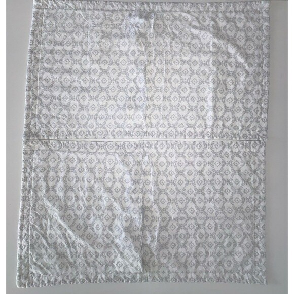 Laura Ashley Quilted King Pillow Shams Pair Gray White Floral Reversible - Picture 11 of 12